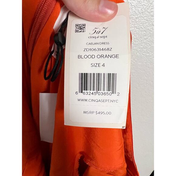 Cinq a Sept Caelan Burnt Orange Long Sleeve Silk Mini Dress Size 4 - Picture 13 of 13